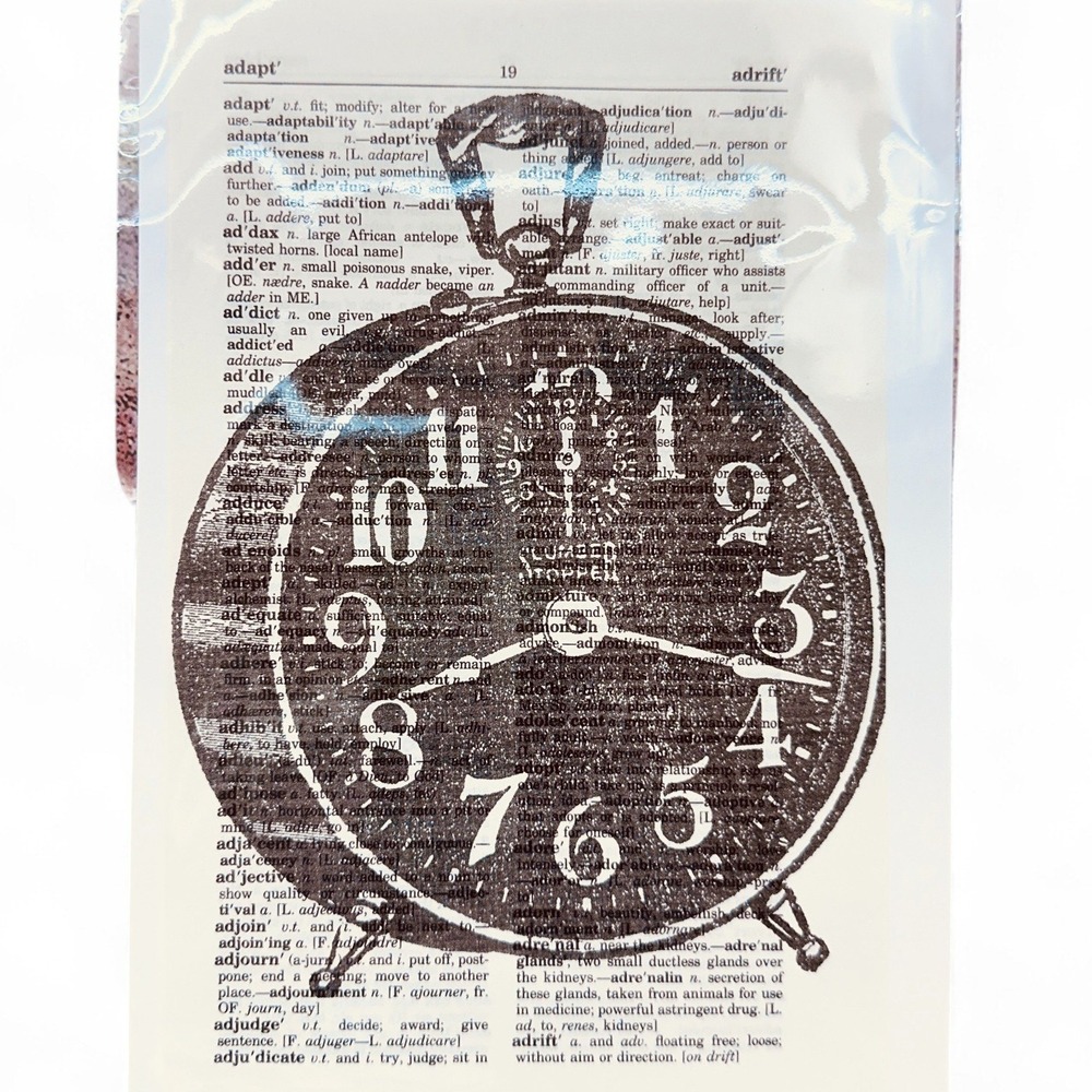 Time Theme - Dark Alarm Clock - Upcycled Dictionary Art Print -‎ Mini Poster